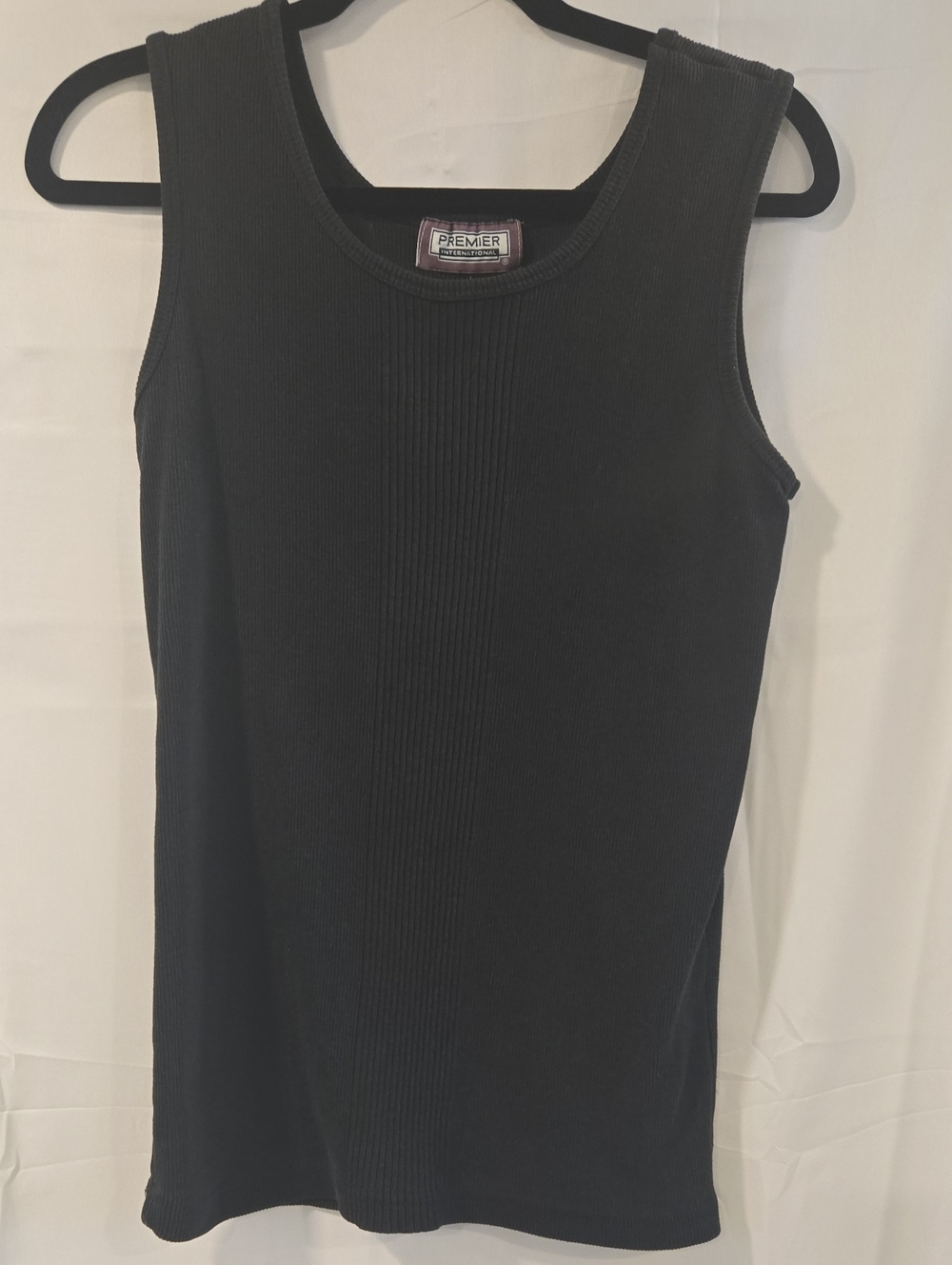 Vintage Premier International Black Ribbed Knit Tank Top